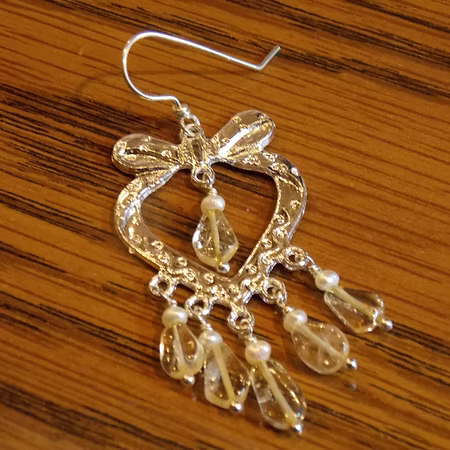 Heart Shaped earrings with citrine